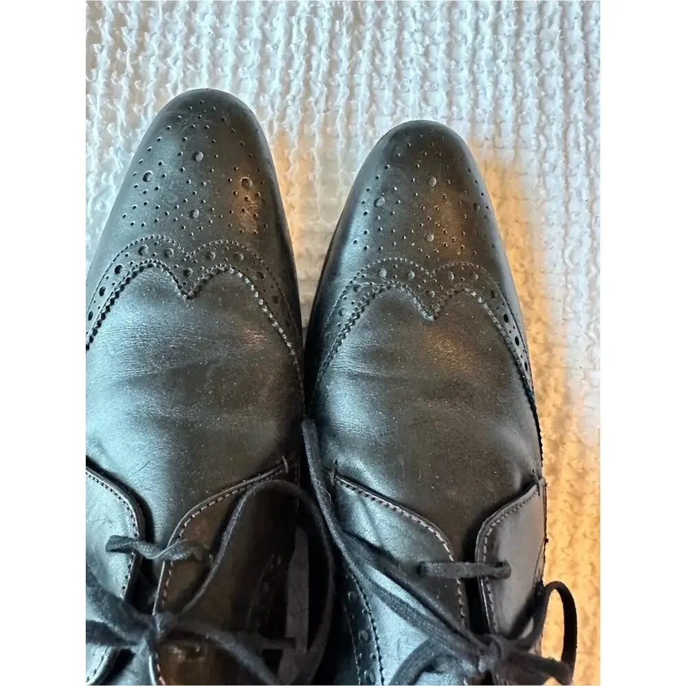 Ted Baker London Mens Black Leather Wingtip Oxford Dress Shoes Brogue US 9 EU 42